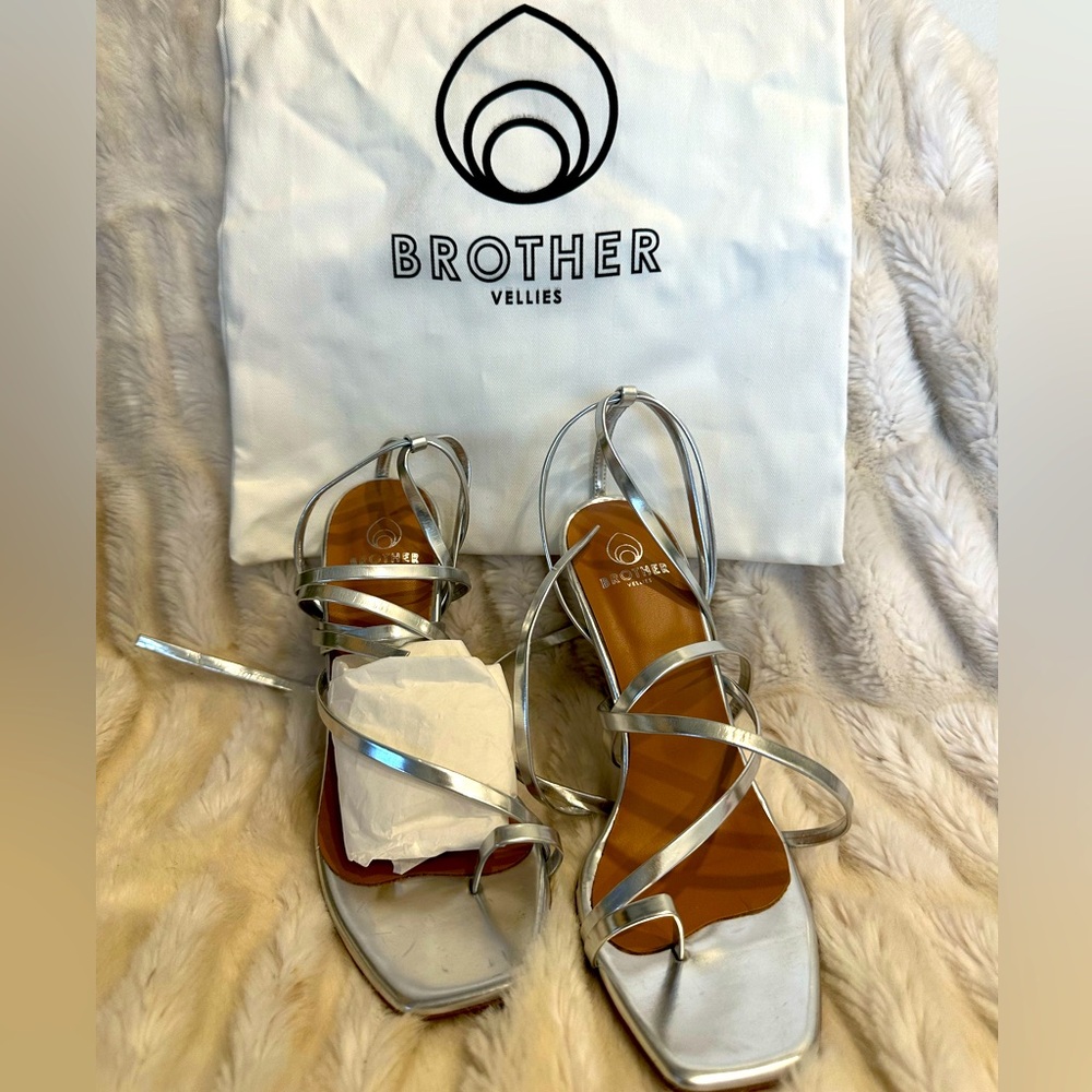 Brother Vellies Silver Strappy Women's Sandals